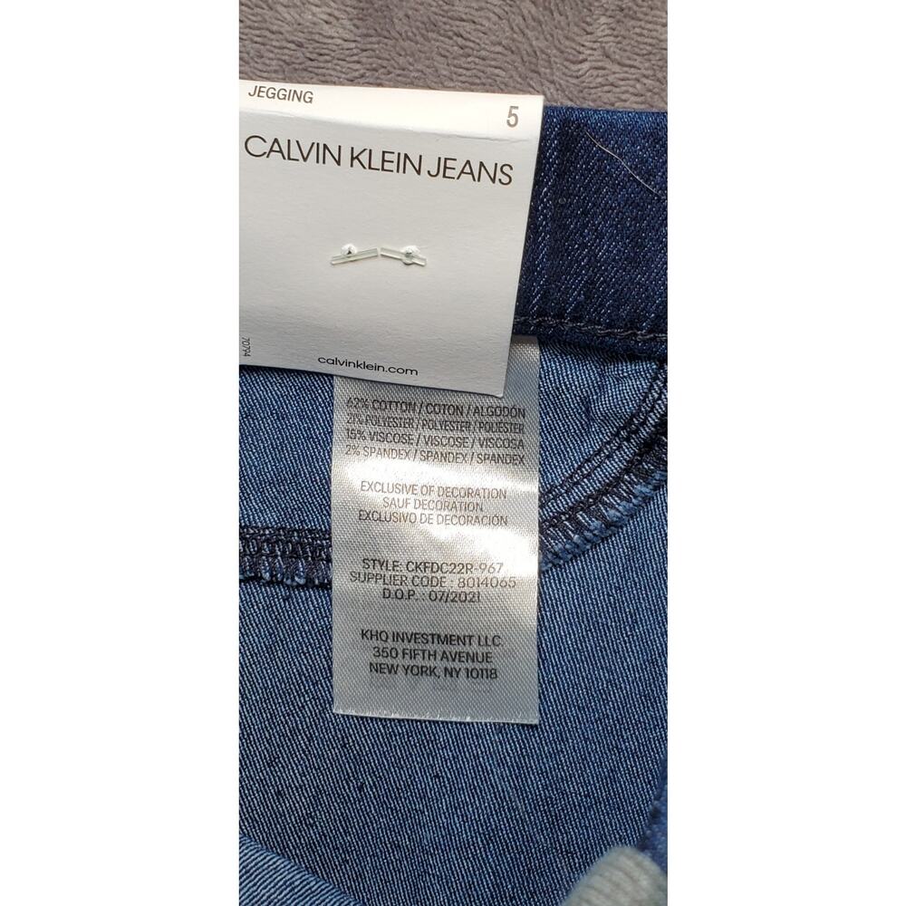 Calvin Klein Jeans Jegging Sz 5 For Kids Blue With Elastic Waist stretch C8 - Picture 6 of 9